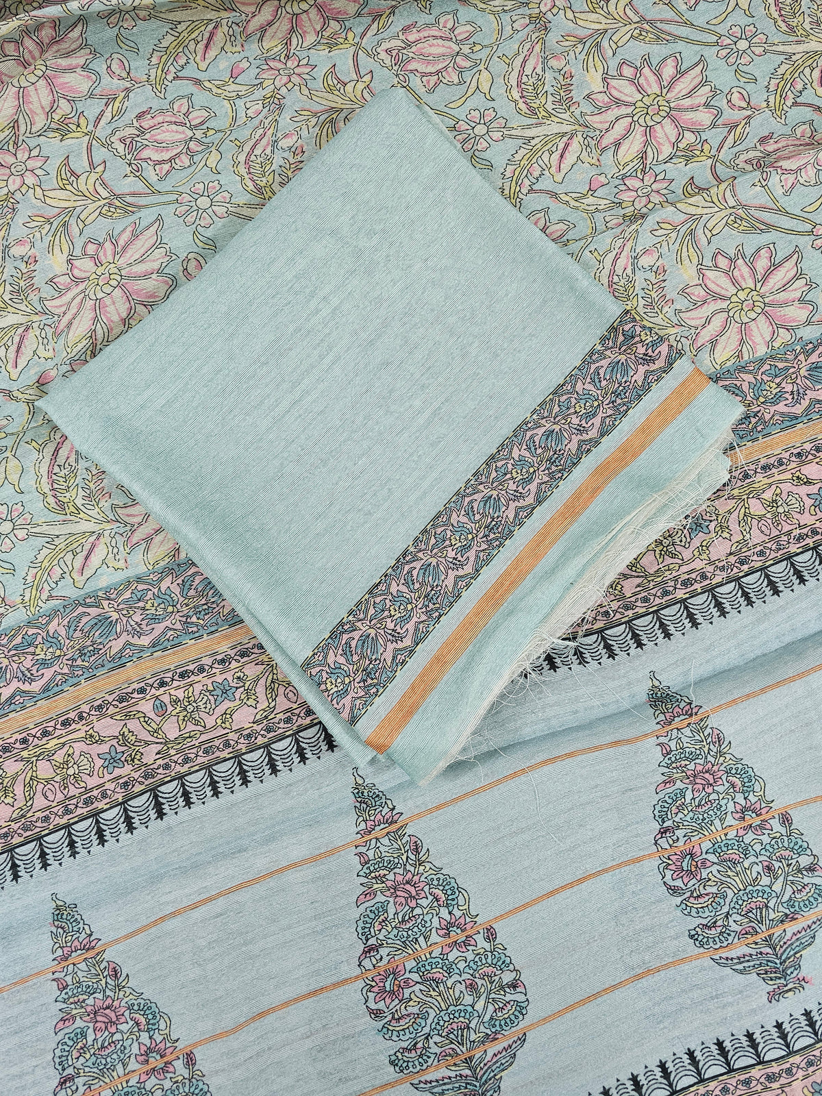 Semi Tussar 2Pcs Unstitched Salwar - Blue