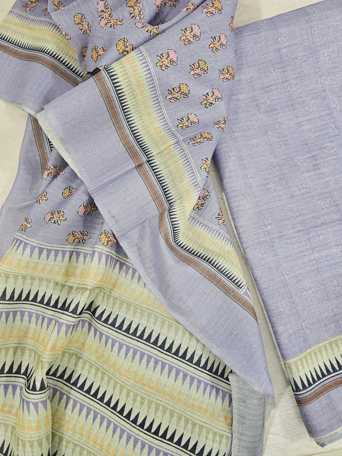 Semi Tussar 2Pcs Unstitched Salwar - Lavender