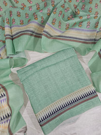Semi Tussar 2Pcs Unstitched Salwar - Sea Green