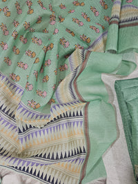 Semi Tussar 2Pcs Unstitched Salwar - Sea Green