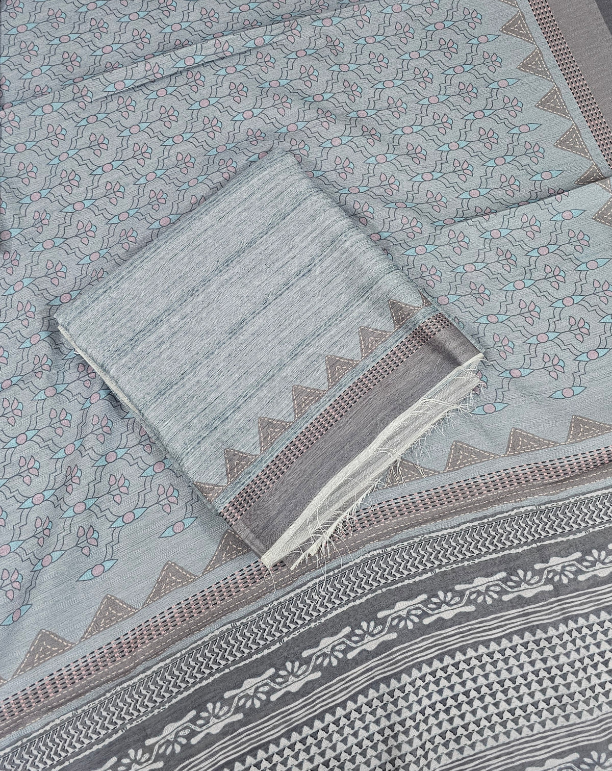 Semi Tussar 2Pcs Unstitched Salwar - Grey