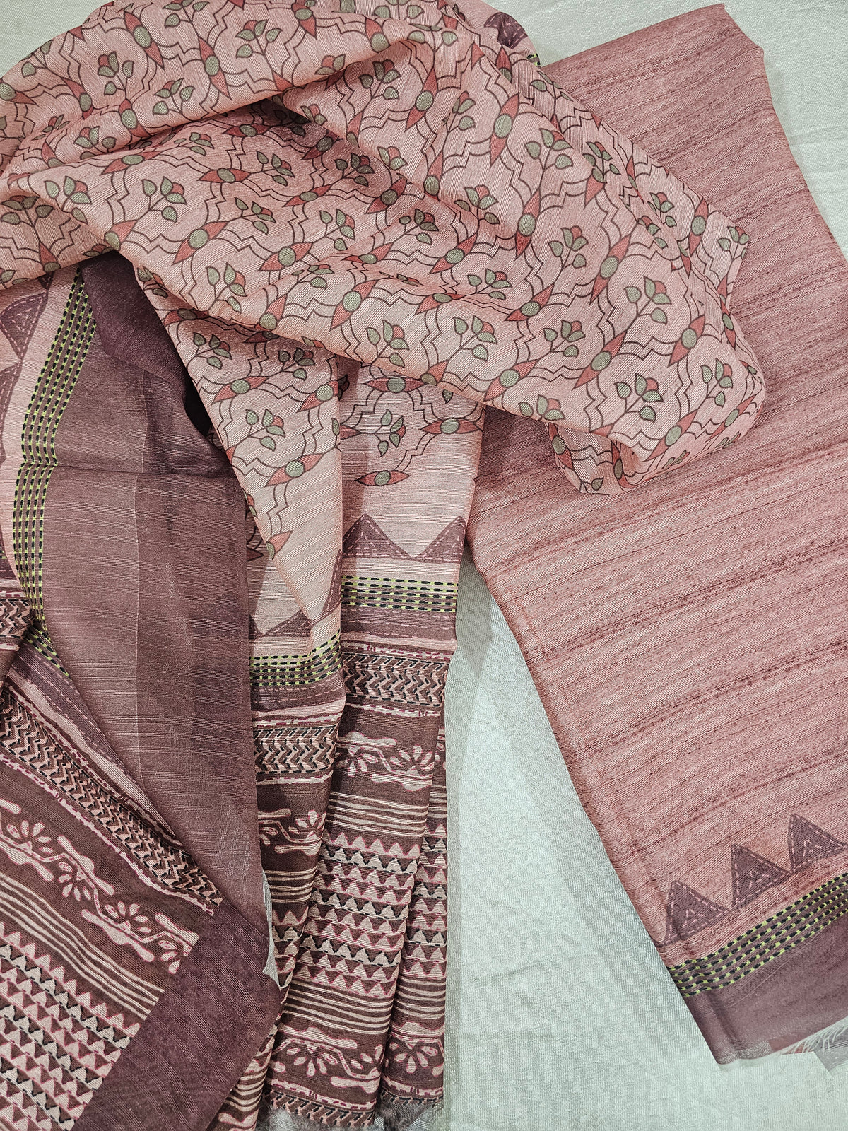 Semi Tussar 2Pcs Unstitched Salwar - Peach