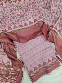 Semi Tussar 2Pcs Unstitched Salwar - Pink