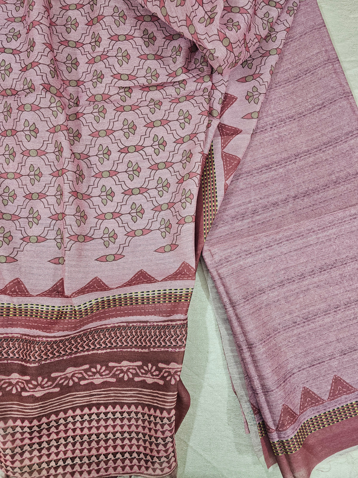 Semi Tussar 2Pcs Unstitched Salwar - Pink