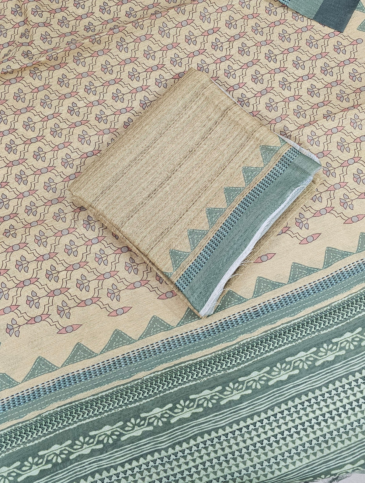 Semi Tussar 2Pcs Unstitched Salwar - Green