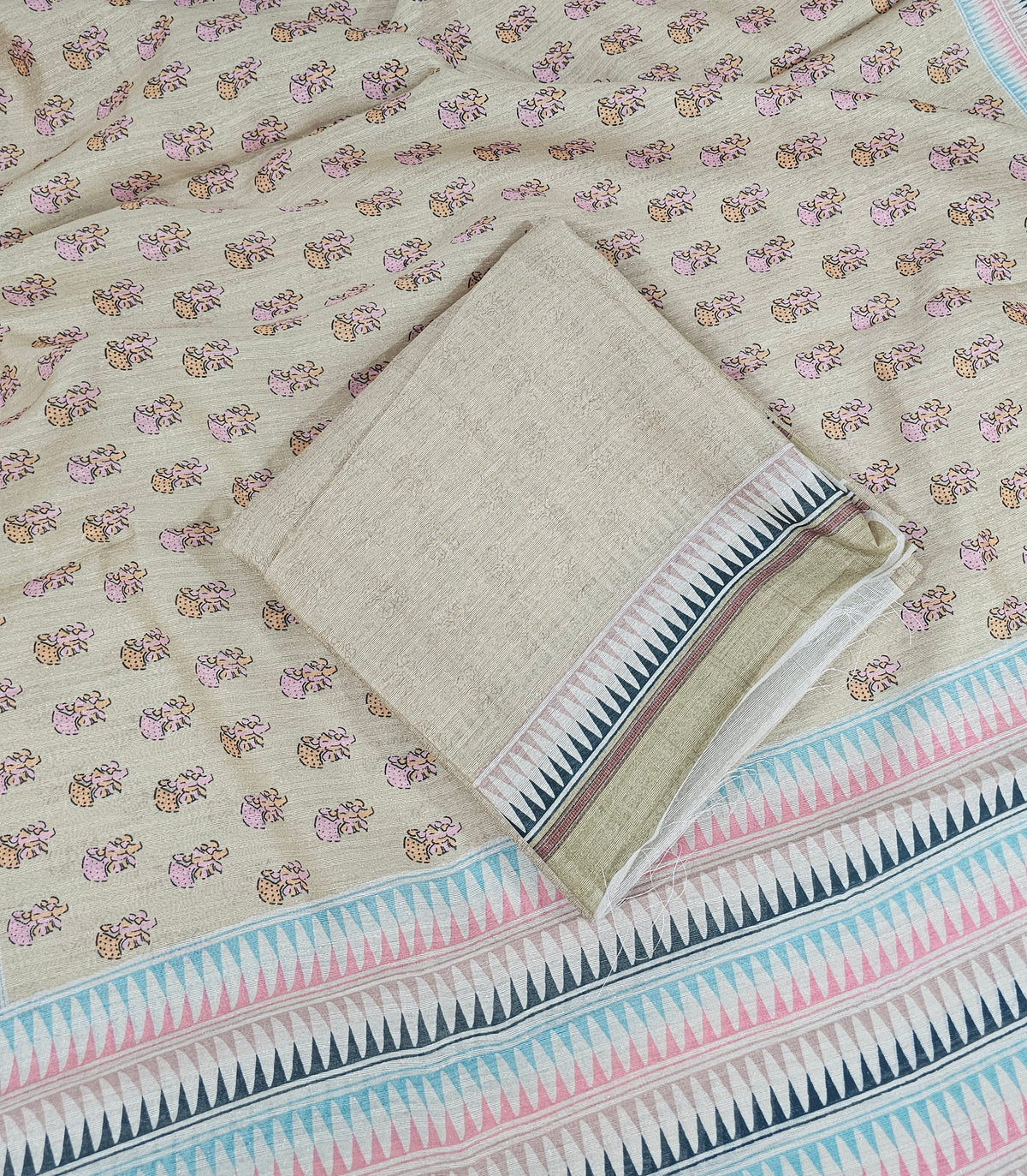 Semi Tussar 2Pcs Unstitched Salwar - Beige