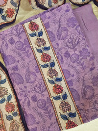 Chanderi with Kantha Unstitched Salwar Suit  - Lavender