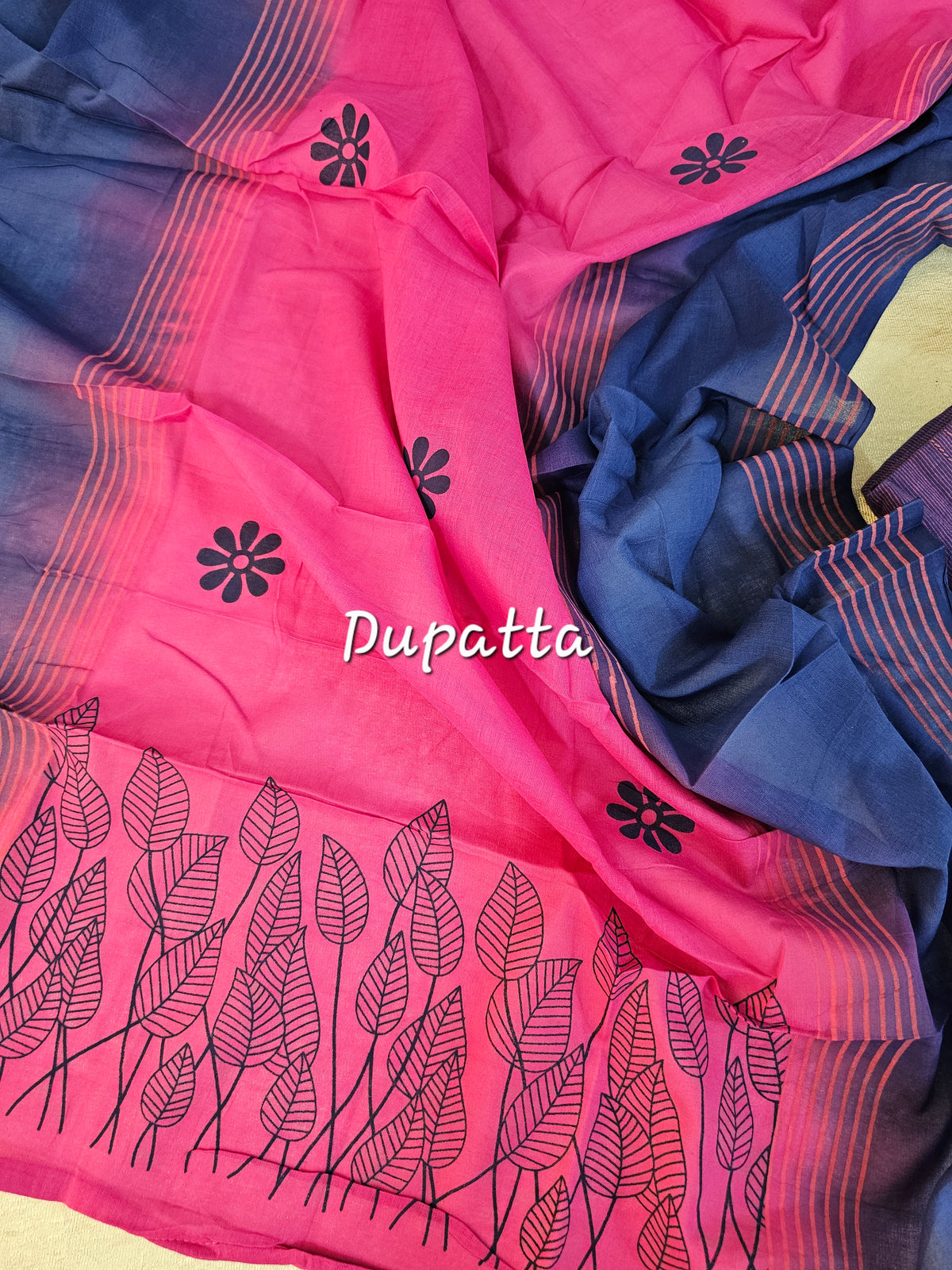 Soft Cotton Unstitched Salwar Suit  - Pink and Purple