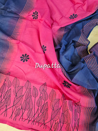 Soft Cotton Unstitched Salwar Suit  - Pink and Purple