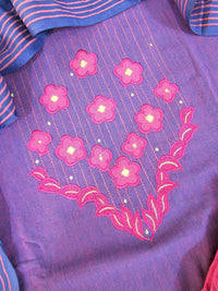 Soft Cotton Unstitched Salwar Suit  - Pink and Purple