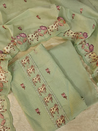 Semi Tussar Kota Unstitched Salwar - Pastel Green