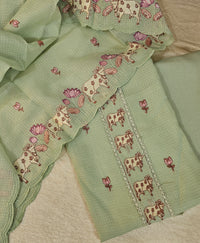 Semi Tussar Kota Unstitched Salwar - Pastel Green