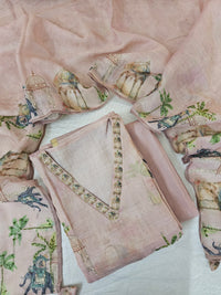 Linen Tissue Unstitched Salwar - Onion Pink