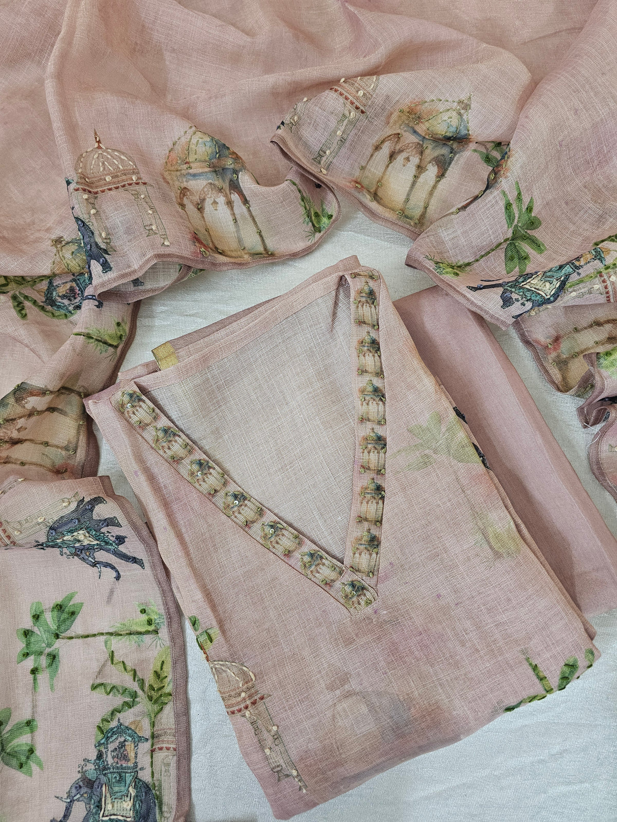 Linen Tissue Unstitched Salwar - Onion Pink