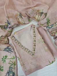 Linen Tissue Unstitched Salwar - Onion Pink