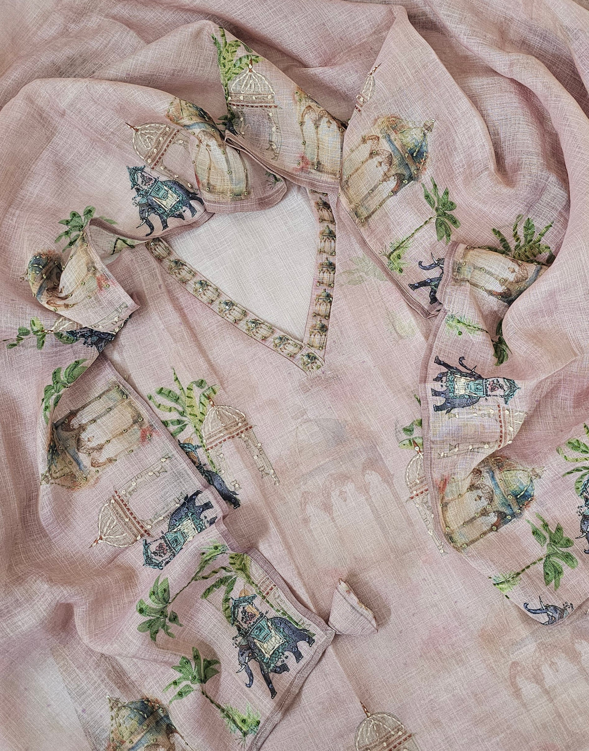 Linen Tissue Unstitched Salwar - Onion Pink