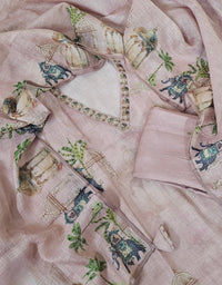 Linen Tissue Unstitched Salwar - Onion Pink