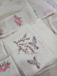 Semi Tussar Kota Unstitched Salwar - White