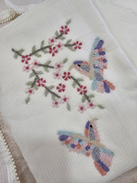 Semi Tussar Kota Unstitched Salwar - White