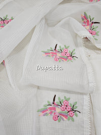 Semi Tussar Kota Unstitched Salwar - White