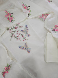 Semi Tussar Kota Unstitched Salwar - White