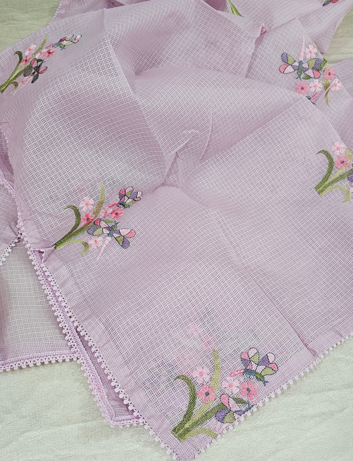 Semi Tussar Kota Unstitched Salwar - Pastel Purple