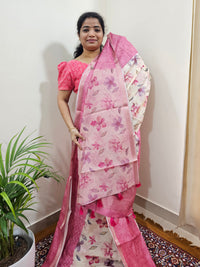 Soft Semi Tussar Zari Weaving  Border - Pink