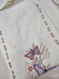 Semi Tussar Kota with Heavy Work Unstitched Salwar - Off-white