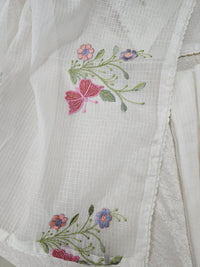 Semi Tussar Kota with Heavy Work Unstitched Salwar - Off-white