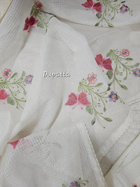 Semi Tussar Kota with Heavy Work Unstitched Salwar - Off-white