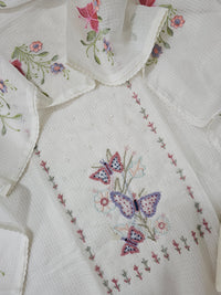 Semi Tussar Kota with Heavy Work Unstitched Salwar - Off-white