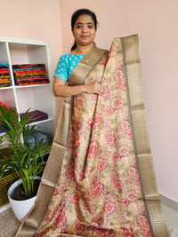 Semi Tussar with Classy Borders  - Green