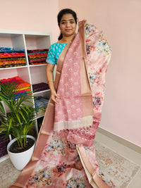 Semi Tussar with Classy Borders  - Pink