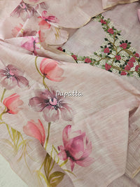 Linen Silk Bledned Tissue Unstitched Salwar Suit  - Lavender