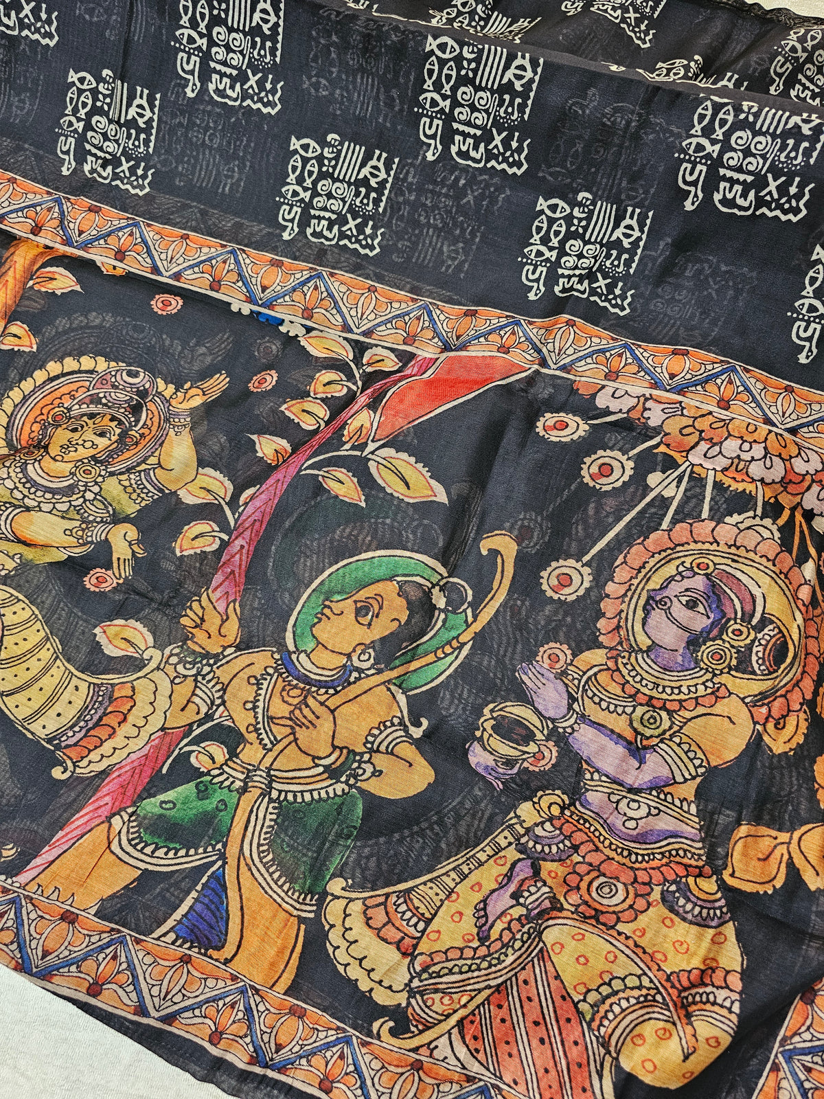 Linen Cotton Unstitched Salwar Suit  - Black