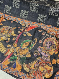 Linen Cotton Unstitched Salwar Suit  - Black