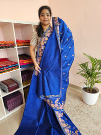 Semi Raw Silk with Emboridery - Blue