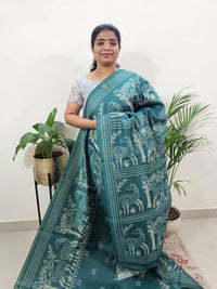 Semi Tussar with Striped Zari  Weaving Saree - Sea Green