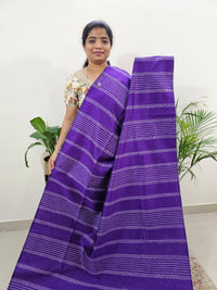 Semi Raw Silk Saree - Purple with Blue