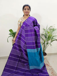 Semi Raw Silk Saree - Purple with Blue