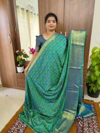 Soft Patola Sarees with Kanjivaram Border - Sea Green