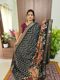 Semi Tussar Georgette with Zari Woven Saree Border -  Black