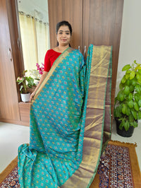Soft Patola Sarees with Kanjivaram Border - Sea Green