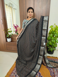 Semi Tussar Georgette with Zari Woven Saree Border - Black