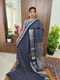 Semi Tussar Georgette with Zari Woven Saree Border -  Blue