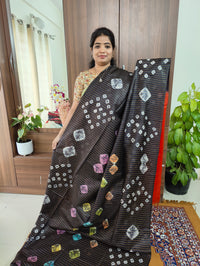 Bhagalpuri Silk Viscous with Sequence Weaving Pallu - Black with Red