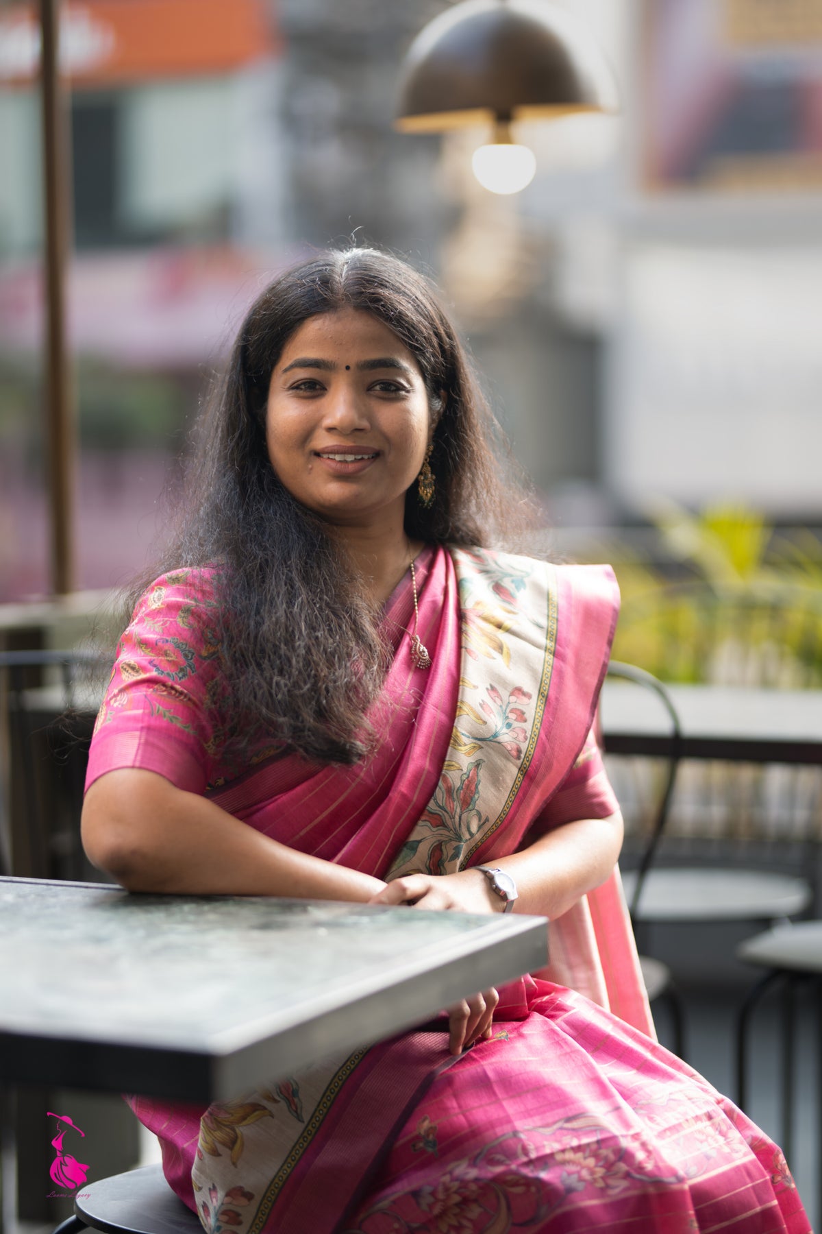 Soft Semi Tussar Weaving with Floral Border - Pink