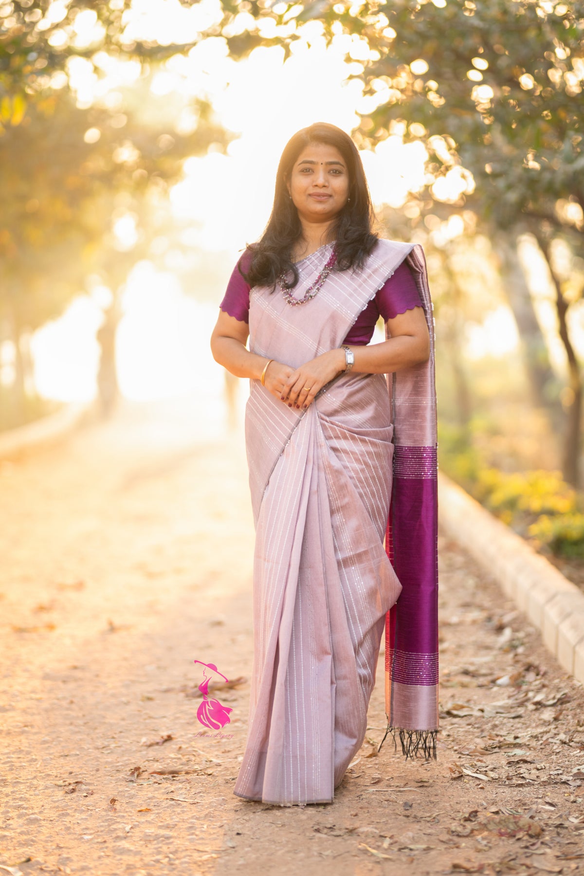 Semi Raw Silk - Onion Pink with Magenta Pink