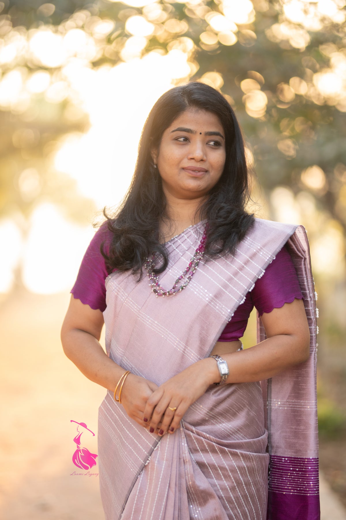 Semi Raw Silk - Onion Pink with Magenta Pink