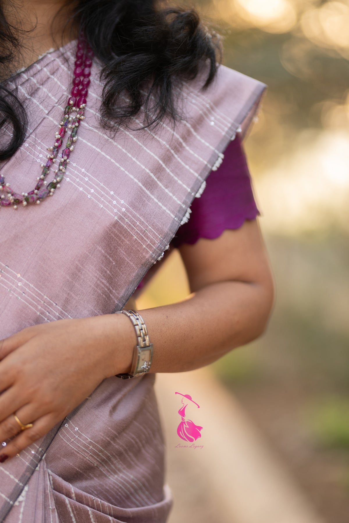 Semi Raw Silk - Onion Pink with Magenta Pink